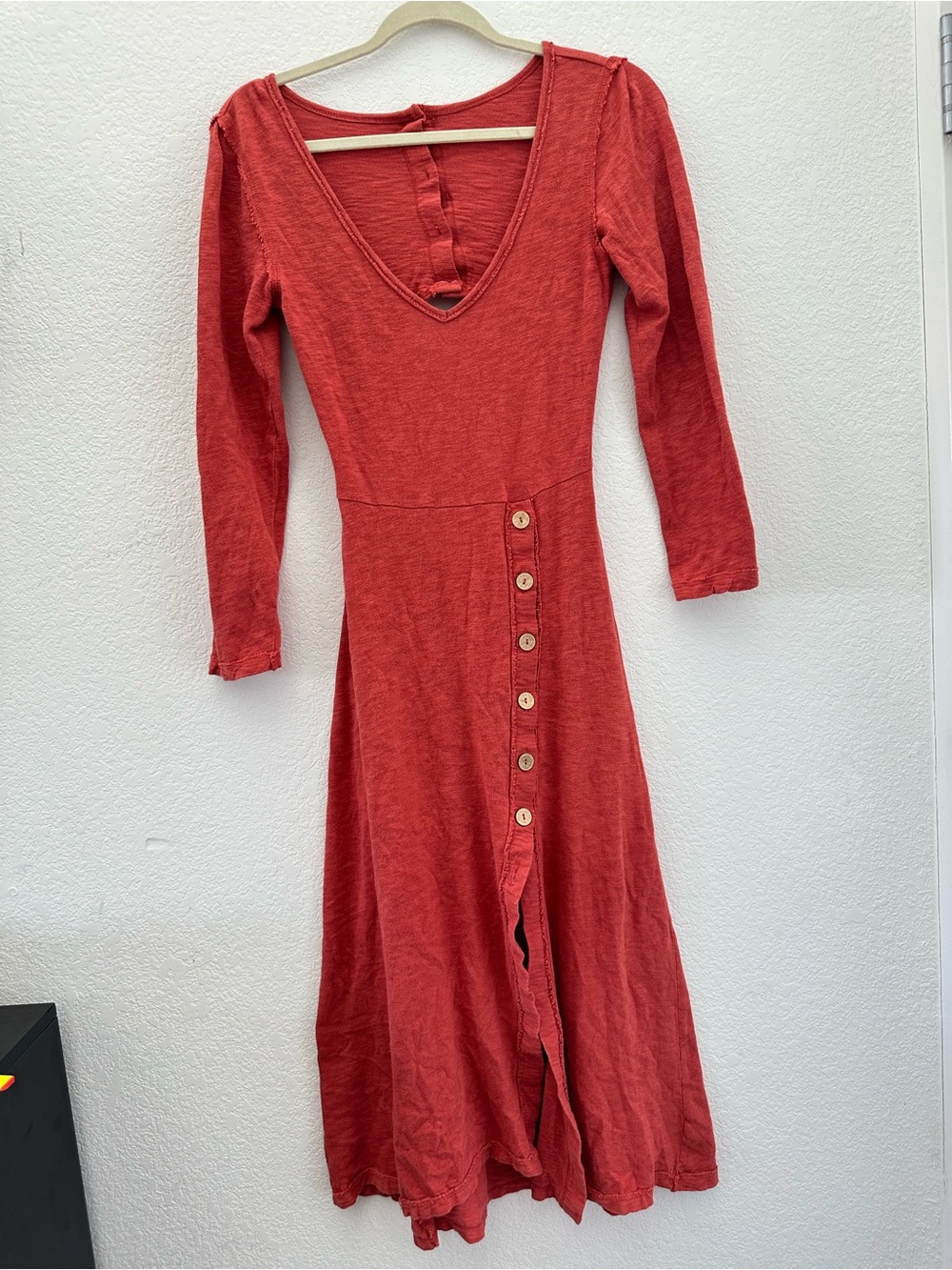 Free People FP Beach Starlight Midi Dress S Small Rust Cutout Back Button Slit - Picture 4 of 12